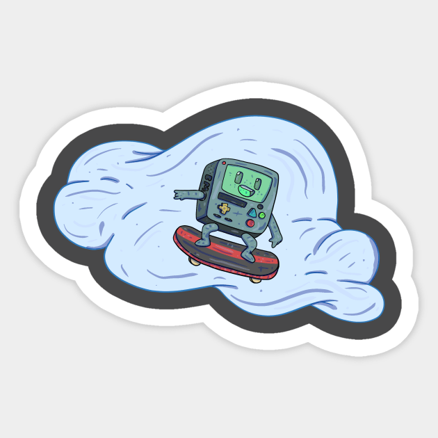 BMO Skateboarding Sticker by surfinggiraffecomics